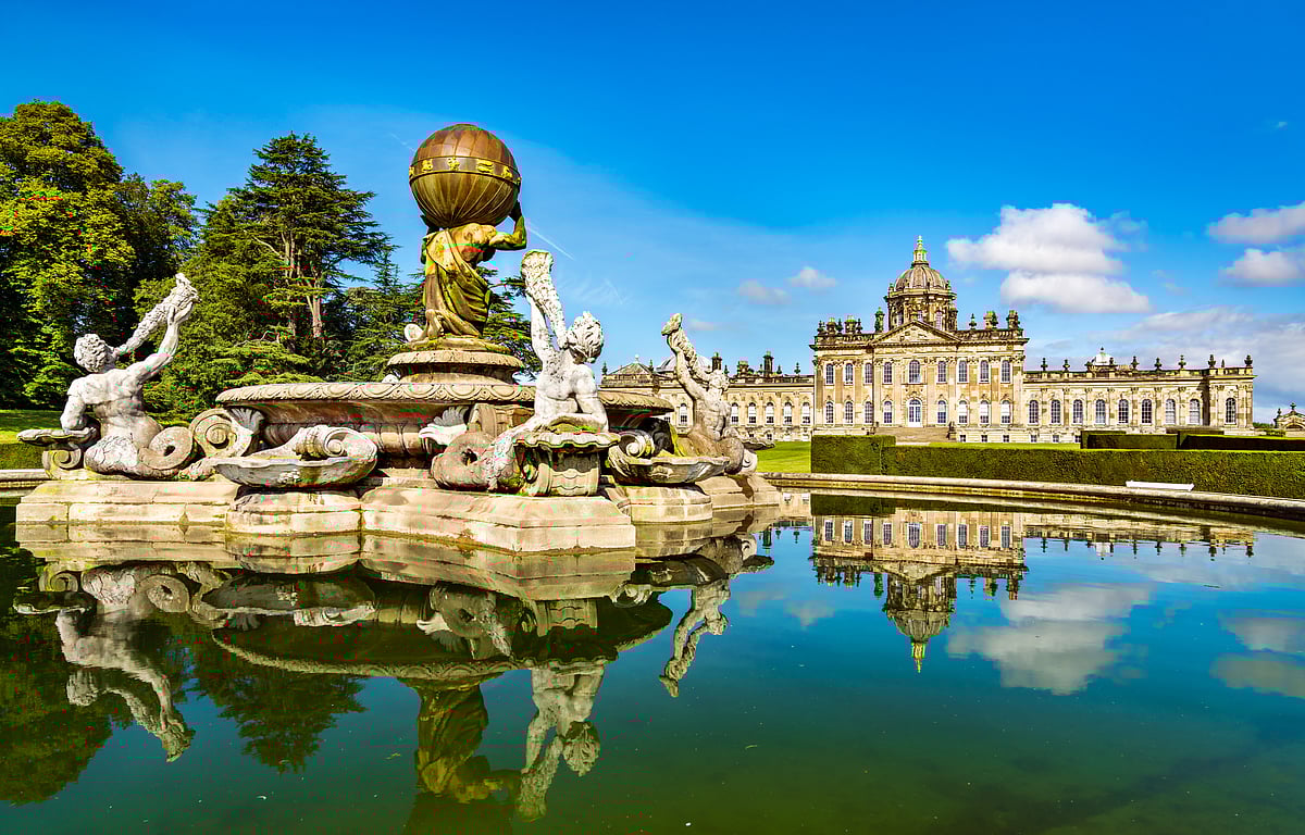 A view of the Atlas Fountain at Castle Howard