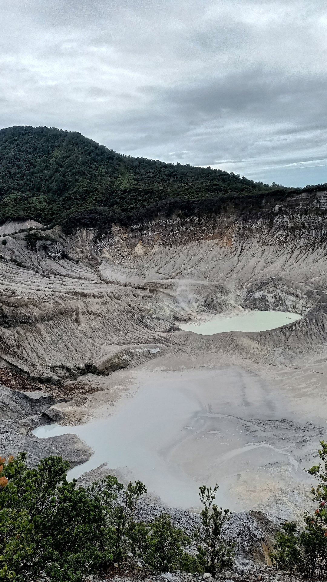 Clouds drift over Tangkuban Parahu