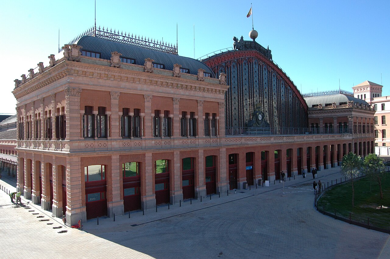 North-west façade of Atocha railway station in Madrid 