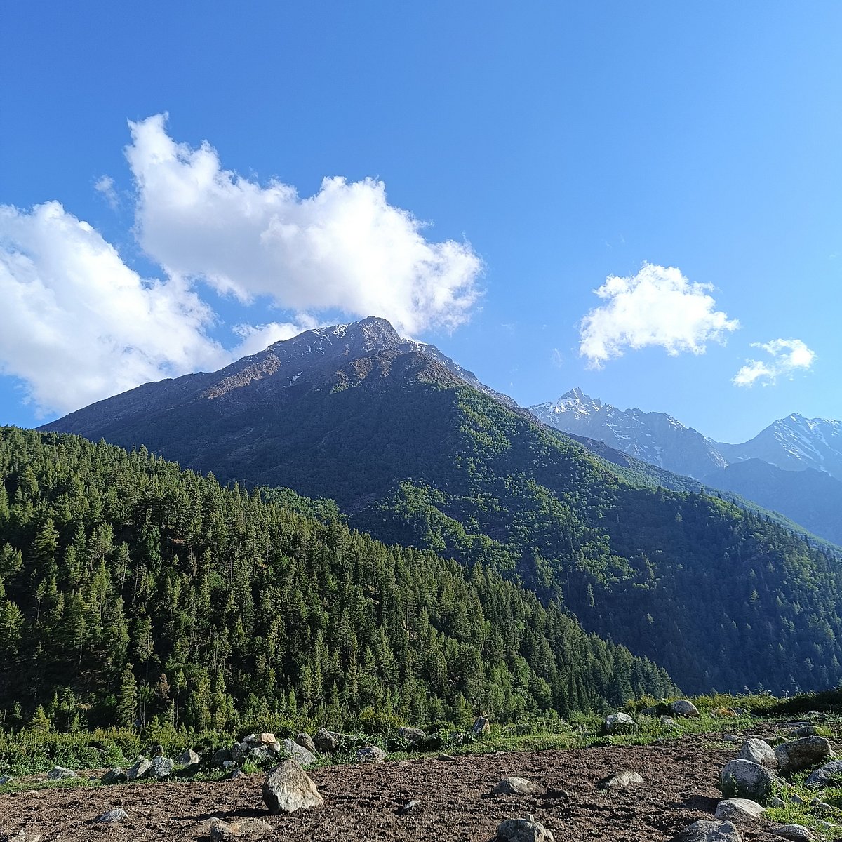 The rugged mountains surrounding the village
