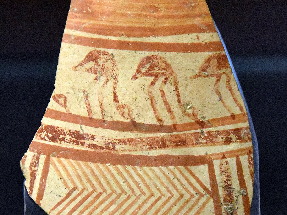 A pottery sherd from Chagar Bazar, Syria, Halaf period, 6000-5000 BCE (Kept at British Museum)