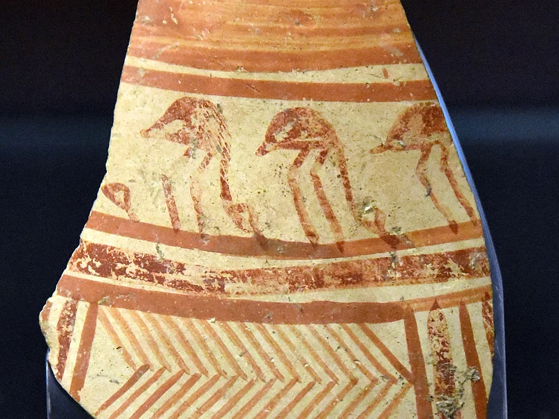 A pottery sherd from Chagar Bazar, Syria, Halaf period, 6000-5000 BCE (Kept at British Museum)