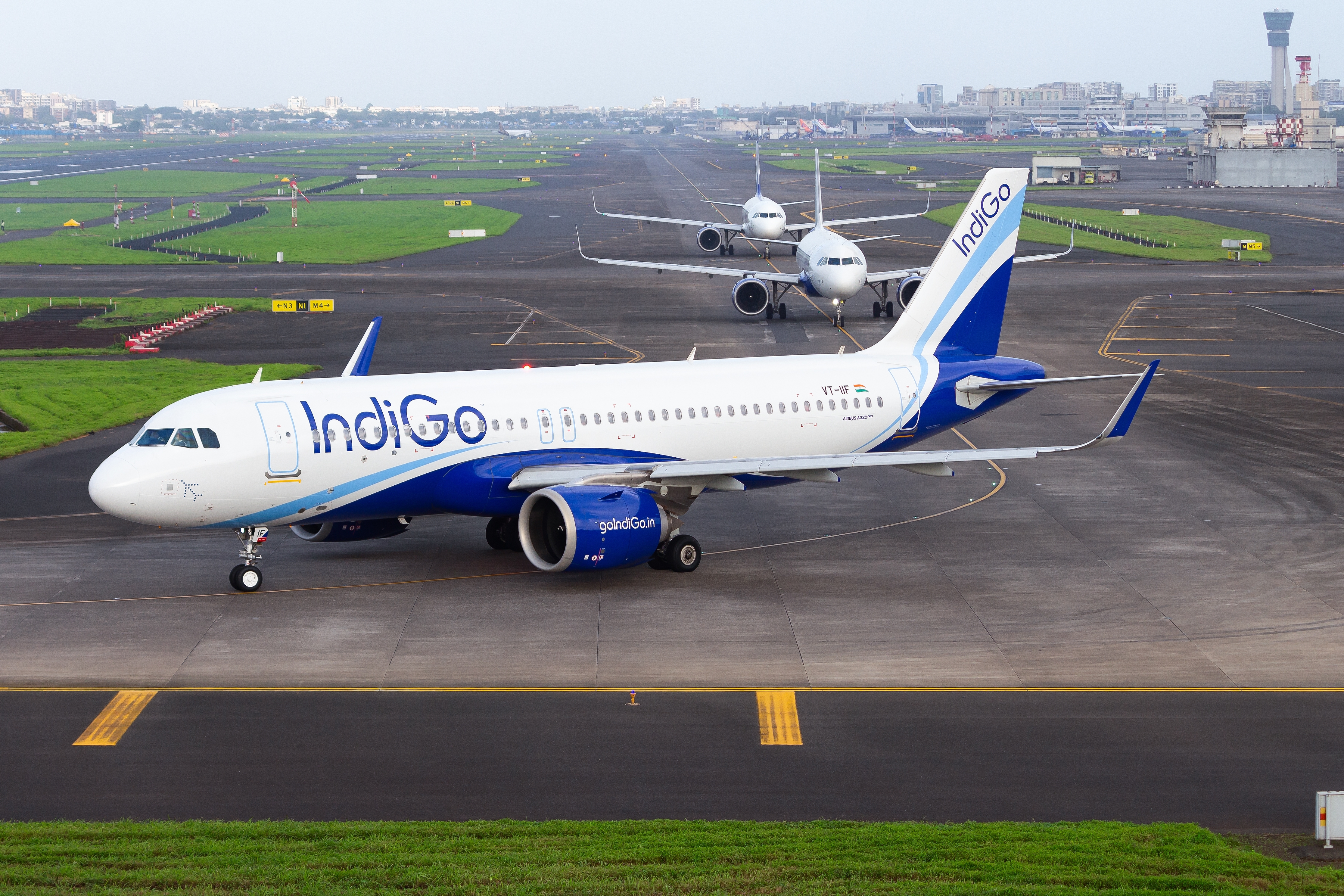 An IndiGo Airbus A321 aircraft at Mumbai Airport. - Shutterstock