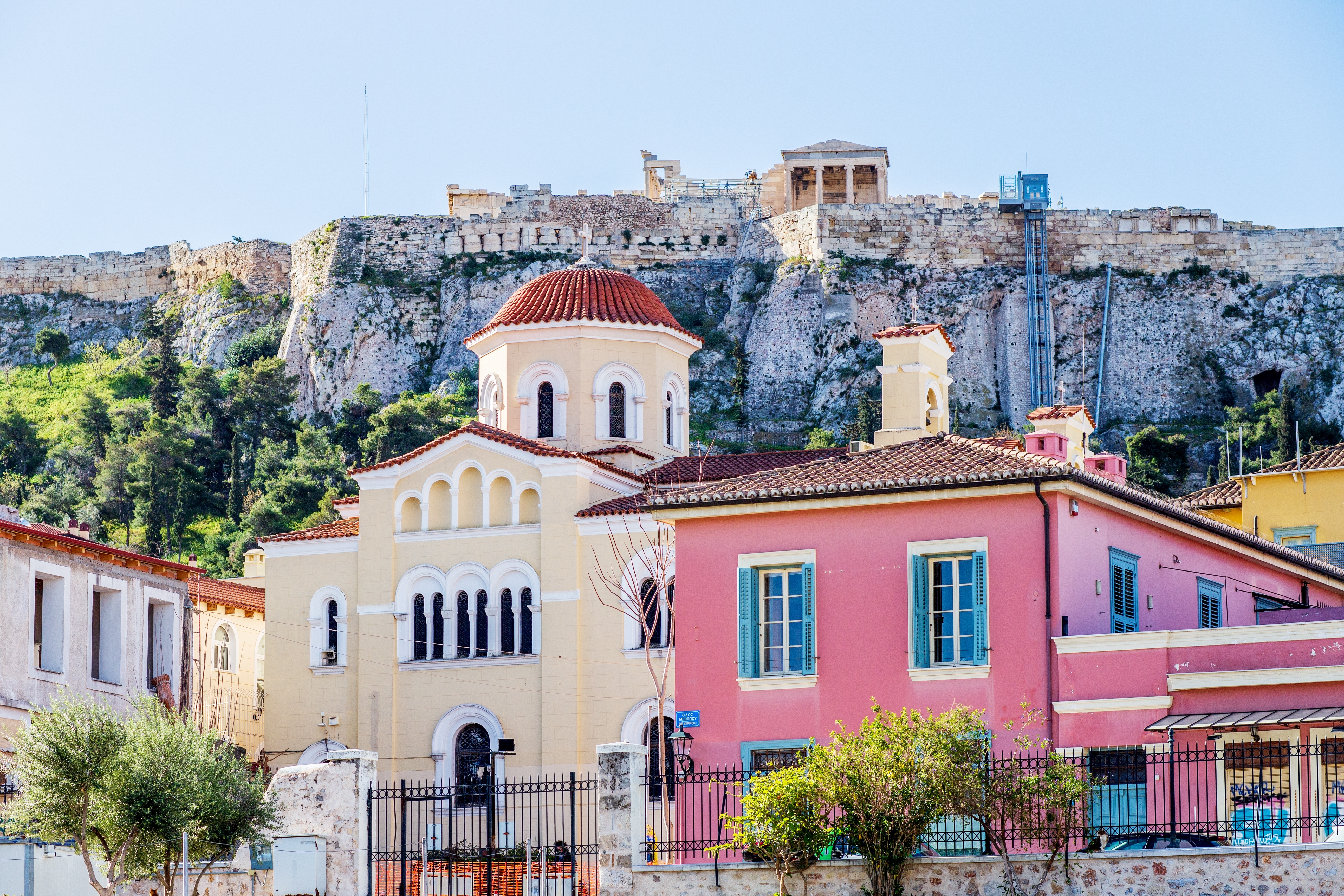 Ruins of Hadrian’s Library in Athens’ historic Plaka–Monastiraki area