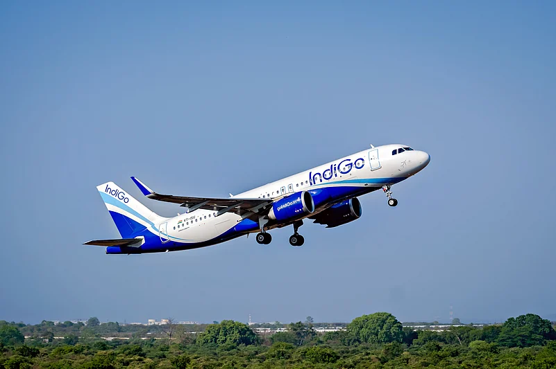 An IndiGo flight taking off