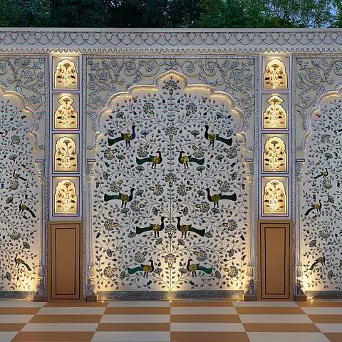 Tikri wall art at The Leela Palace Jaipur