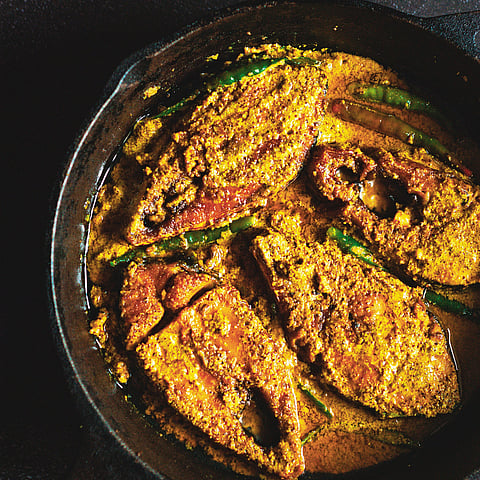 A popular Bengali preparation of ilish, shorshe maach