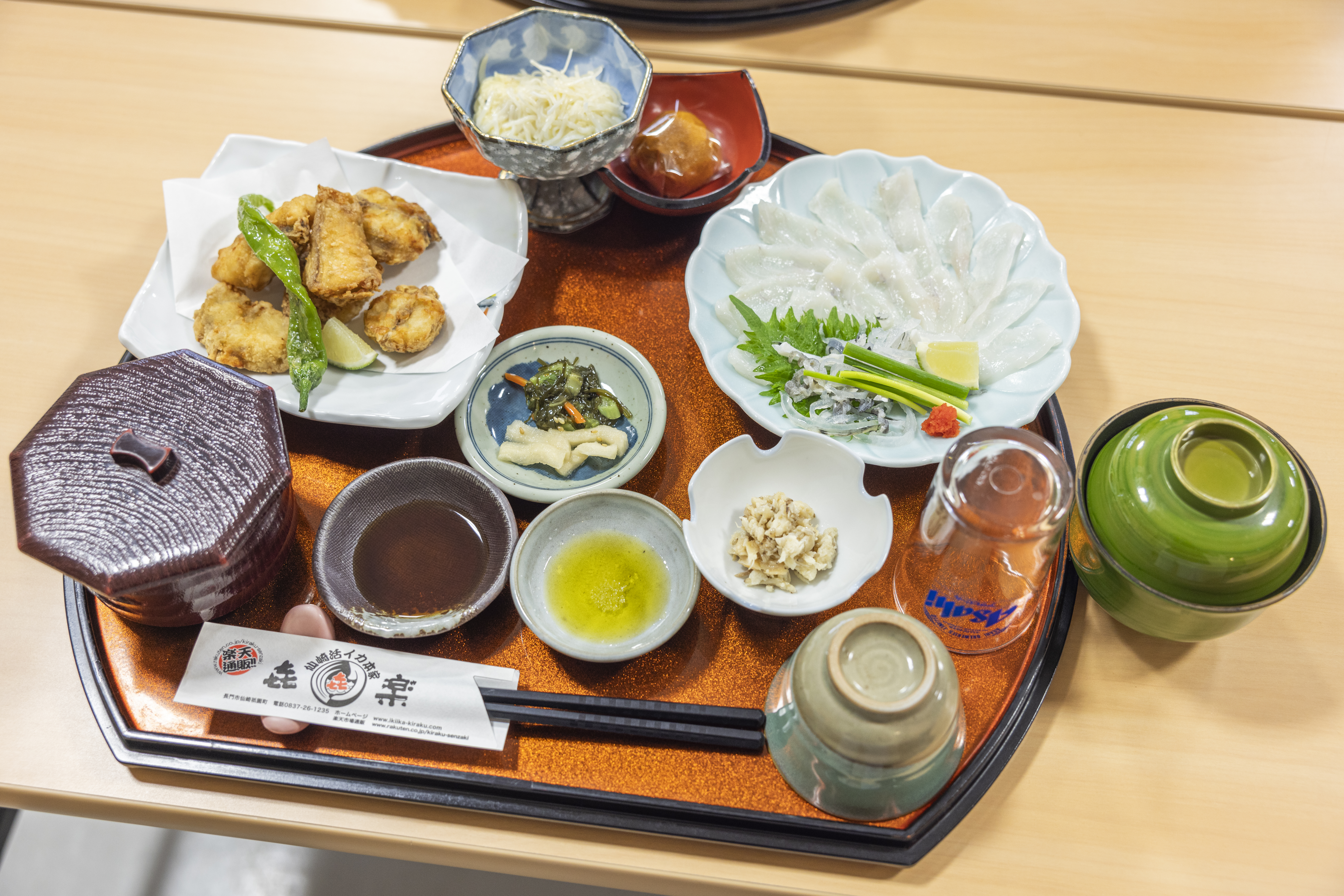 Tabletop shot of fugu meal