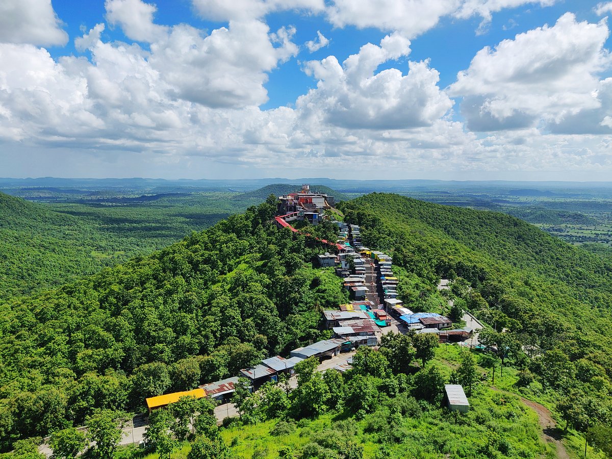 The Renukamata Shakti Peetha at Mahurgad, surrounded by nature in Nanded district