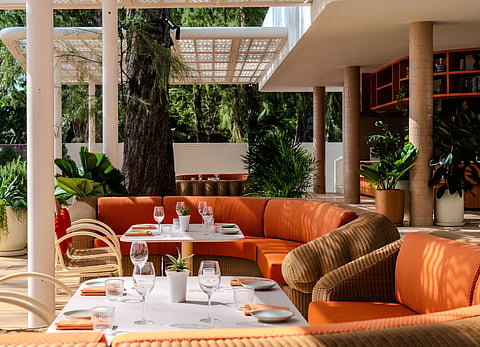 Sunlit seating at Esmé