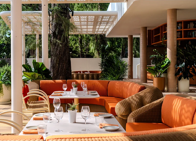 Sunlit seating at Esmé