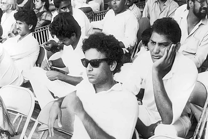 Star cricketer (first from right) Mohammad Azharuddin at the Pooja Knockout