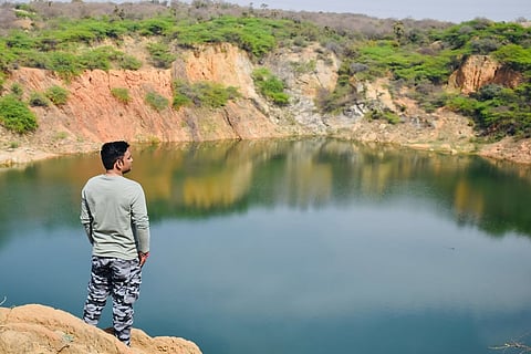 Neeli Jheel is a 2-km-long, 100-foot-deep man-made lake