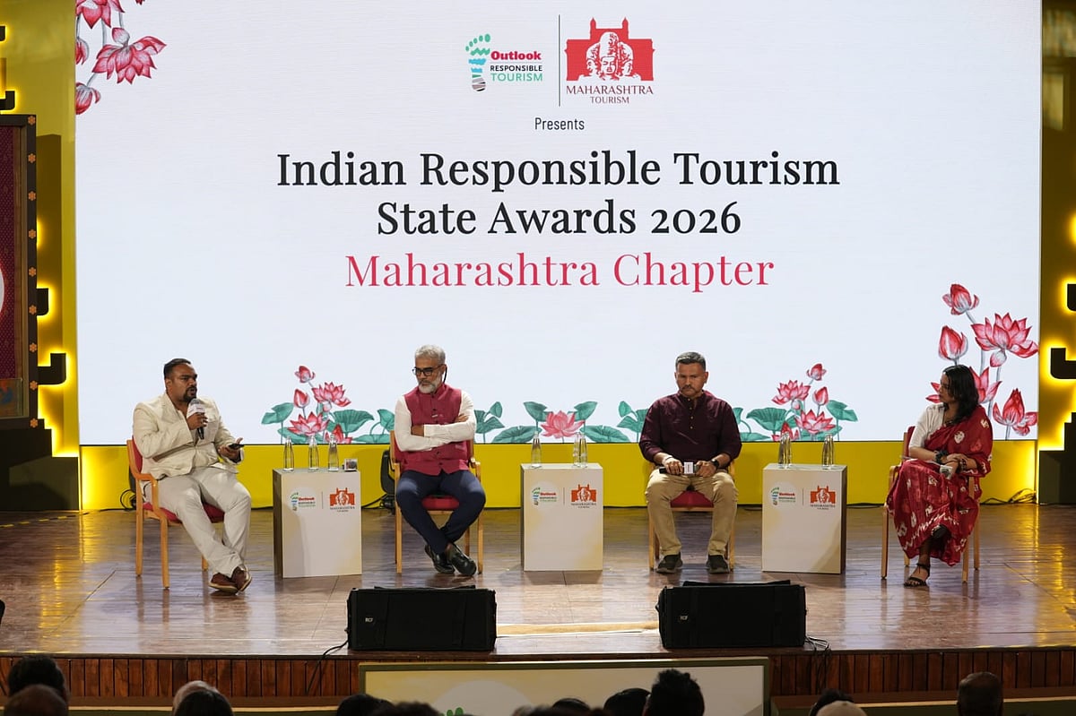 From left to right – Anurag Karekar (Nature Educator & Co-founder, Naturalist Explorers), Parag Rangnekar (Owner, Mrugaya Nature Retreat & Director, Mrugaya Xpeditions), Chandan Bhadsavle (Director, Saguna Baug), and Nishtha Pandey (Content Lead, Outlook Responsible Tourism)