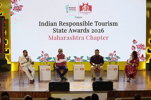 From left to right – Anurag Karekar (Nature Educator & Co-founder, Naturalist Explorers), Parag Rangnekar (Owner, Mrugaya Nature Retreat & Director, Mrugaya Xpeditions), Chandan Bhadsavle (Director, Saguna Baug), and Nishtha Pandey (Content Lead, Outlook Responsible Tourism)