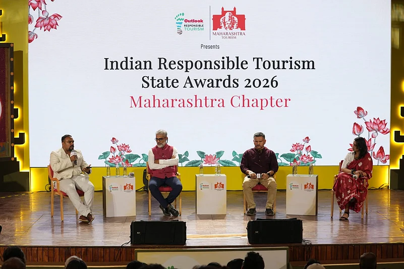 From left to right – Anurag Karekar (Nature Educator & Co-founder, Naturalist Explorers), Parag Rangnekar (Owner, Mrugaya Nature Retreat & Director, Mrugaya Xpeditions), Chandan Bhadsavle (Director, Saguna Baug), and Nishtha Pandey (Content Lead, Outlook Responsible Tourism)
