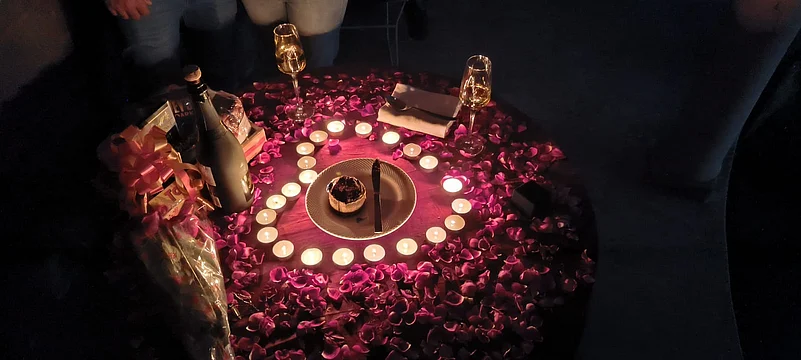 Candle-light dinner at Astroport Sariska Treetop By Eight Continents, Rajasthan