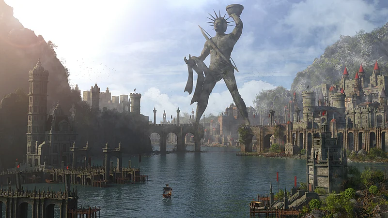 An artistic rendering of the Colossus of Rhodes
