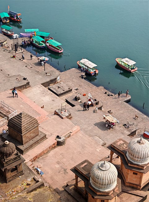 View of ghat and Narmada from the fort
