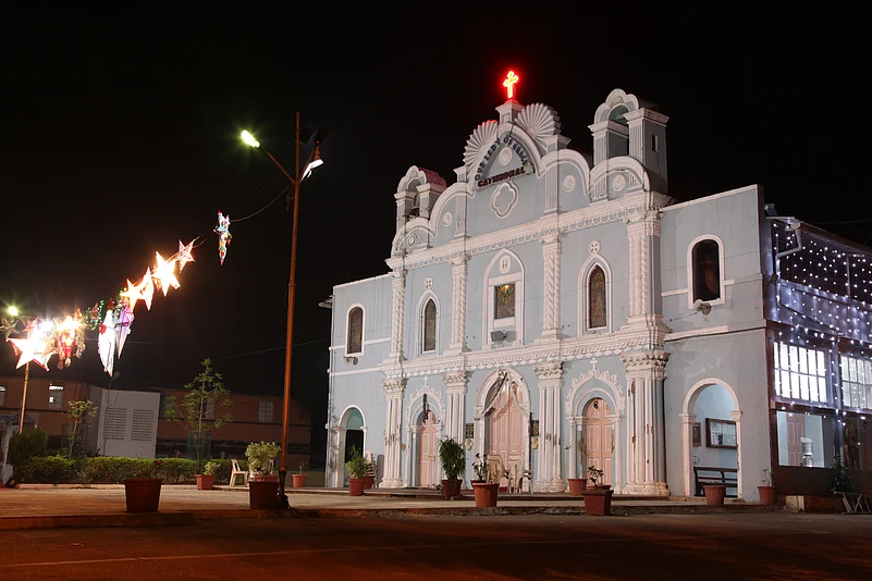 Festive decorations adorn Our Lady of Grace Cathedral in Vasai
