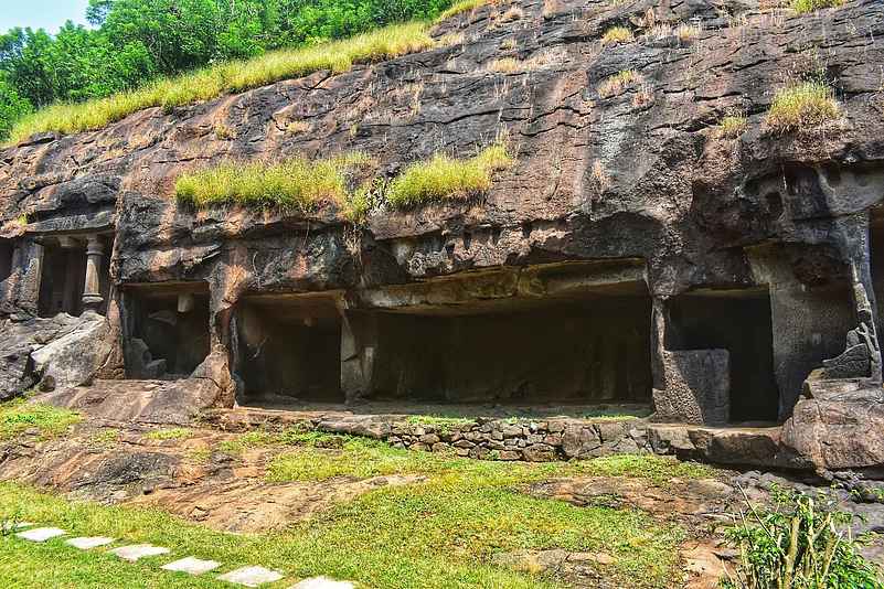 Ancient Buddhist rock-cut caves at Kuda near Kolad