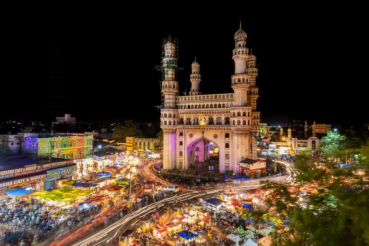Charminar lit up during Eid celebrations in Hyderabad, Telangana
