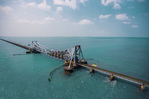 Pamban Bridge connecting mainland Tamil Nadu to Rameswaram Island