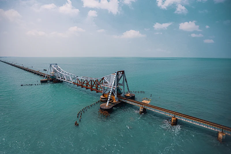 Pamban Bridge connecting mainland Tamil Nadu to Rameswaram Island