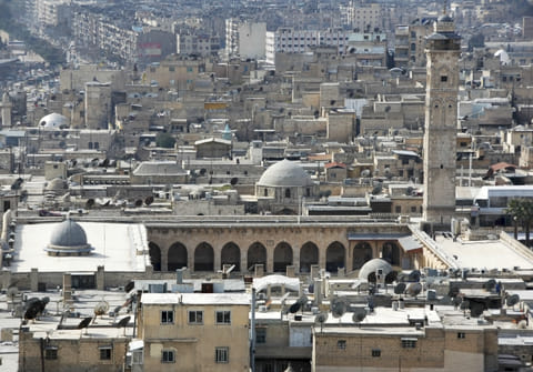 Great Mosque of Aleppo, Syria, damaged during the Syrian war