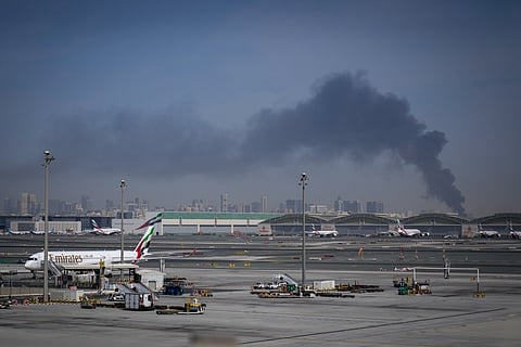 Emirates aircraft remain grounded at Dubai International Airport following the airport’s temporary closure in Dubai, United Arab Emirates, on March 1, 2026