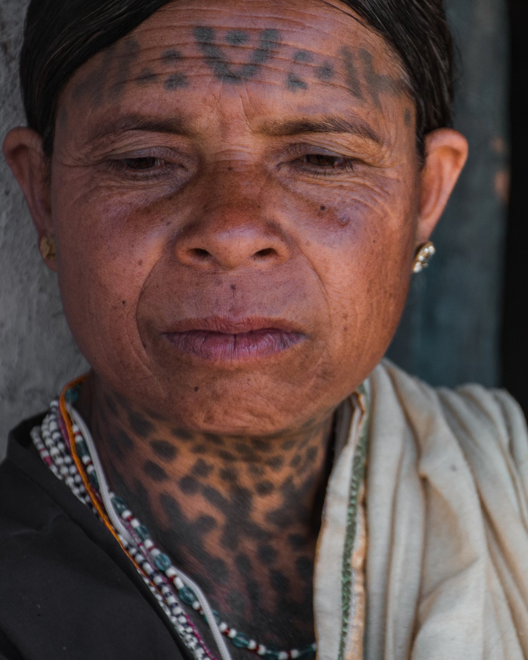 Baiga tribe women in India, known for their art of tattooing or Godna