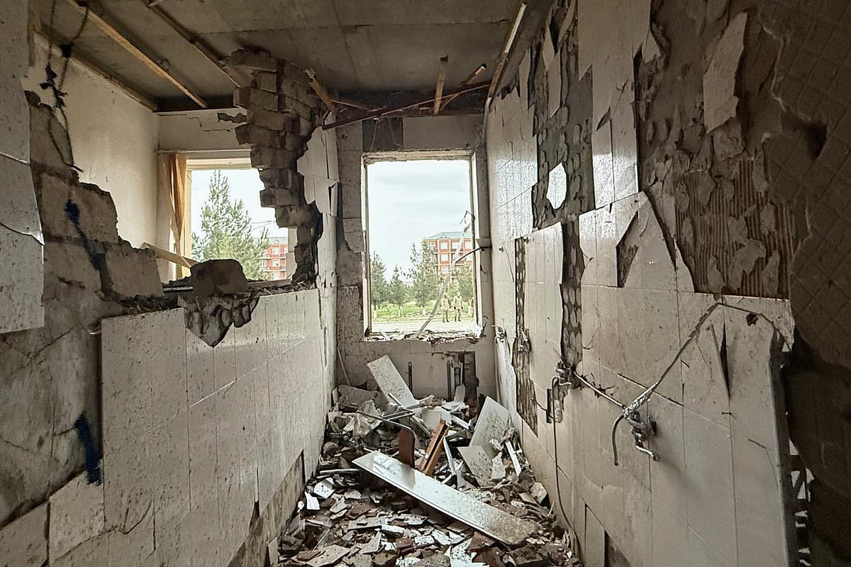 Damages of a school in Julfa following, what Azerbaijans Foreign Ministry says was a drone attack carried out by Iran, on its exclave of Nakhchivan, Azerbaijan