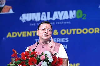 Supplied : Uttarakhand Chief Minister Pushkar Singh Dhami addresses the Himalayan O₂ – Tehri Lake Festival