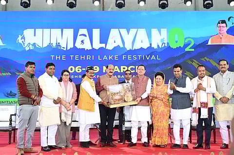 Dignitaries on stage during the Himalayan O₂ festival inauguration