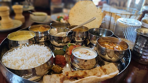 A traditional Kumaoni thali for lunch at The Chamomile Estate