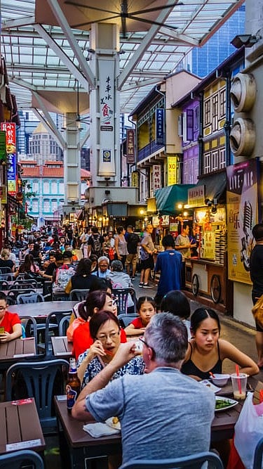 Chinatown Food Street, famous hawker centre on Smith Street, Singapore