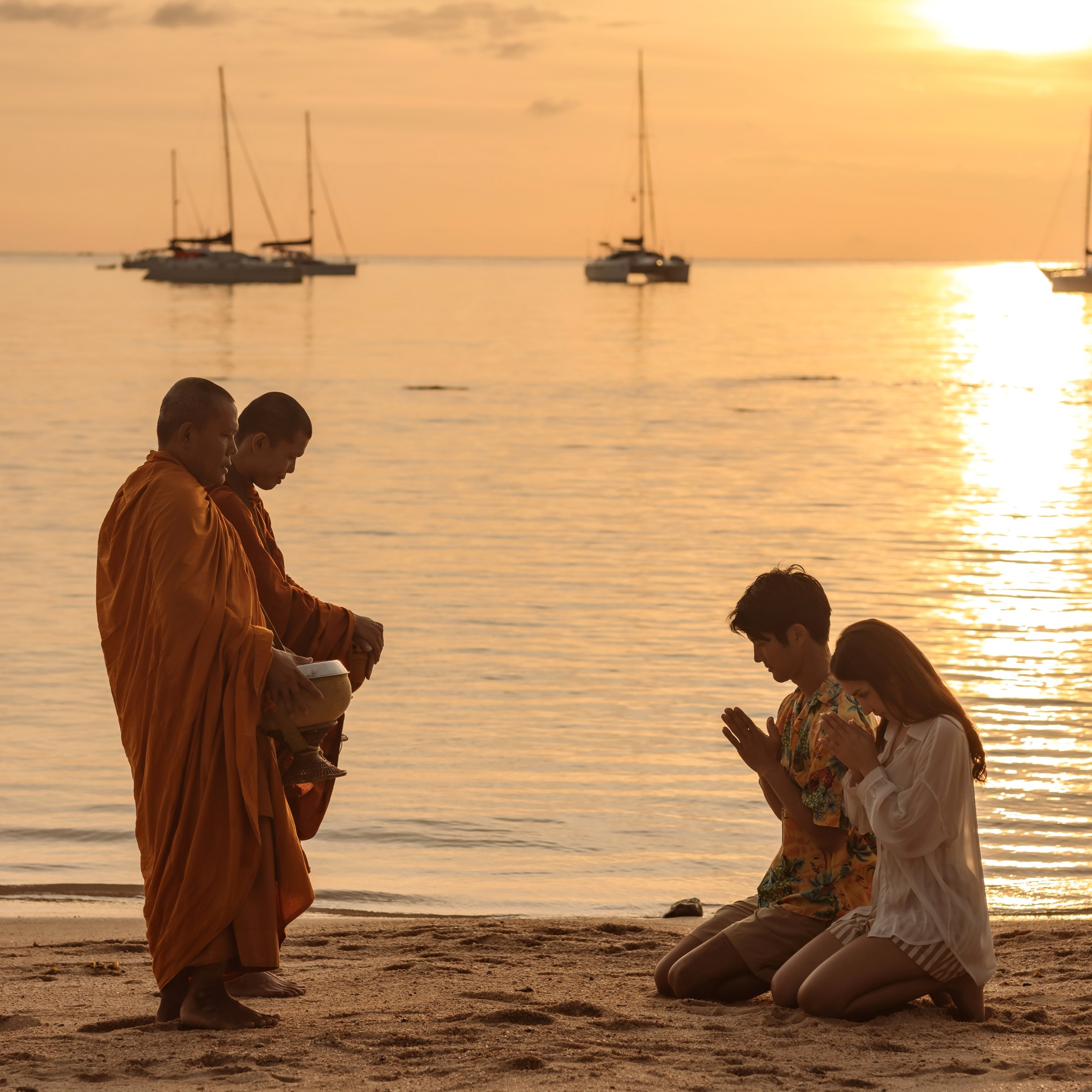 Alms giving or Tak Bat