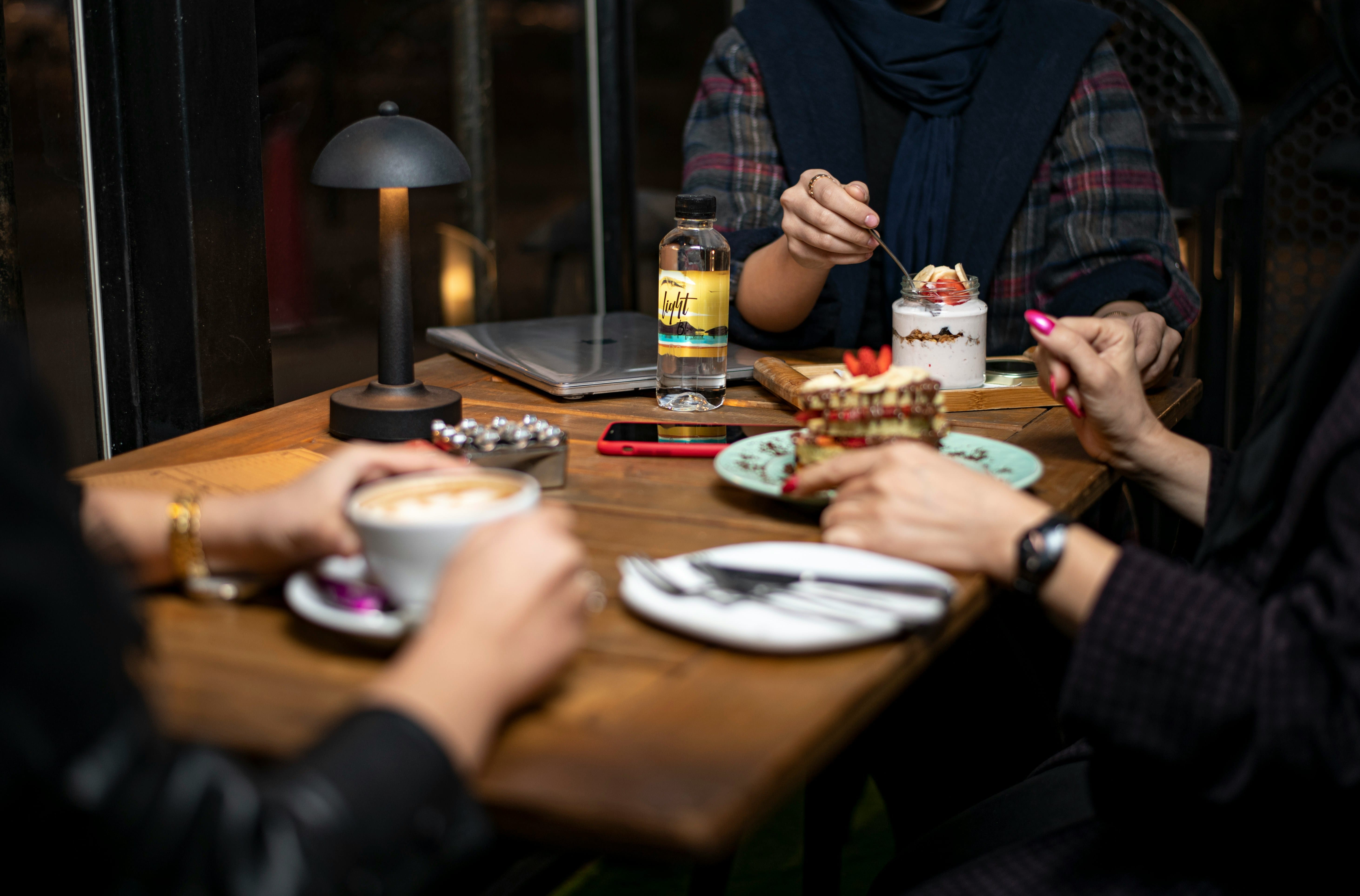 Friends enjoy a meal