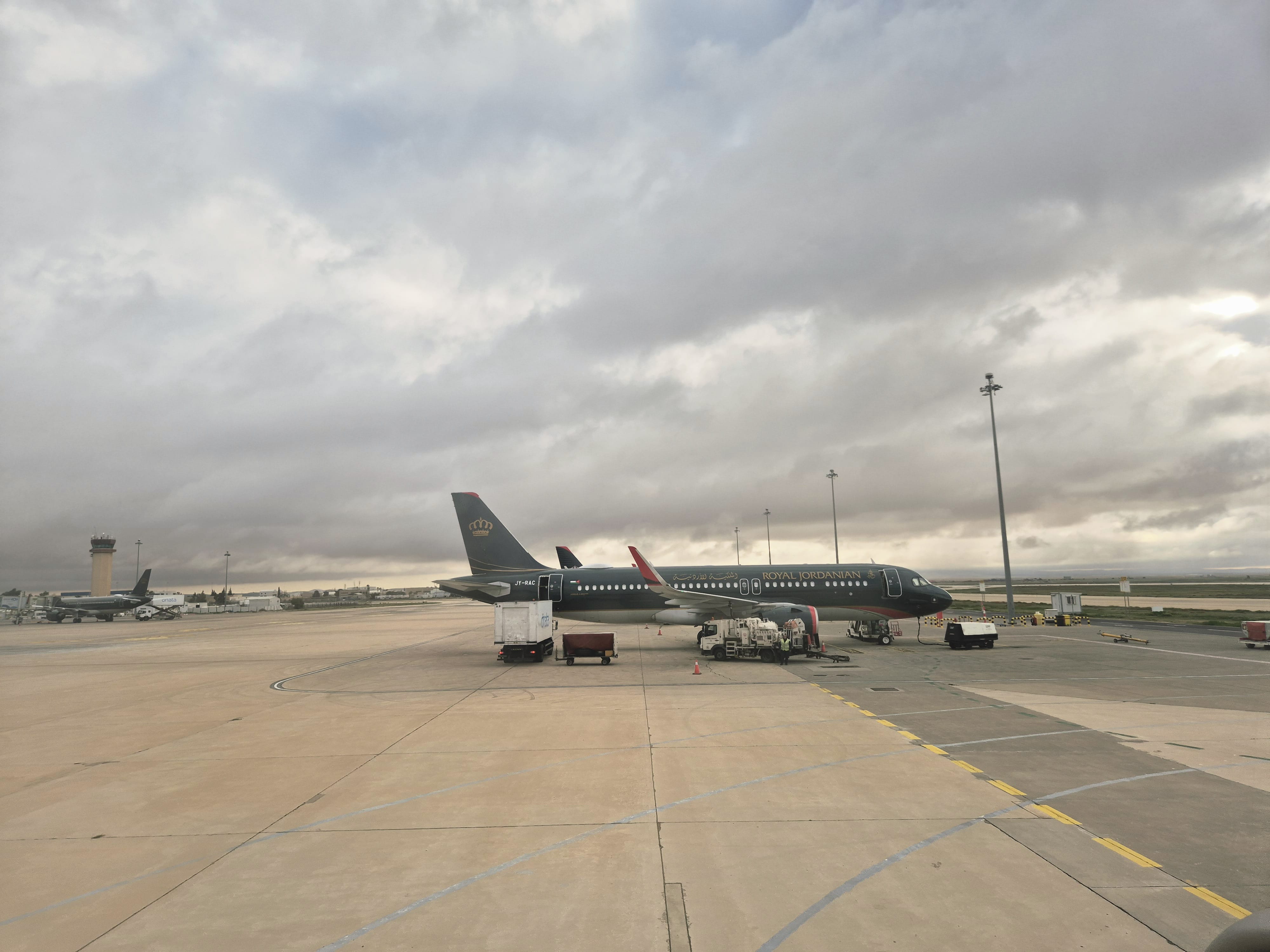 A parked Royal Jordanian aircraft at Amman airport