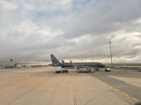 A parked Royal Jordanian aircraft at Amman airport