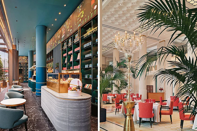 (L-R) The Peninsula Boutique & Café; dining at The Lobby, the hotel’s main lounge and dining space