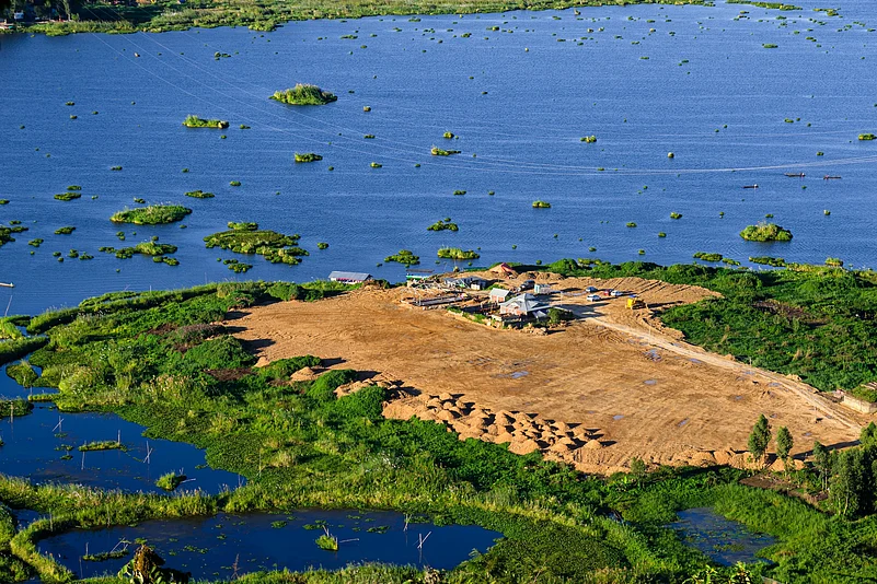 Aerial view of Loktak Lake, Manipur