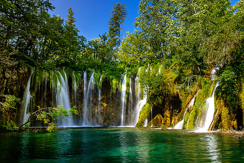 A  waterfall in Plitvice Lakes National Park. Croatia