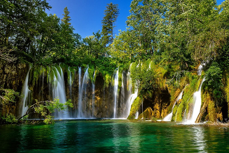 A waterfall in Plitvice Lakes National Park. Croatia