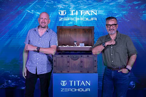 (L-R) Diver's watch unveiling by Thomas Koch, PADI, and Rahul Shukla, chief sales and marketing officer, Titan Watches