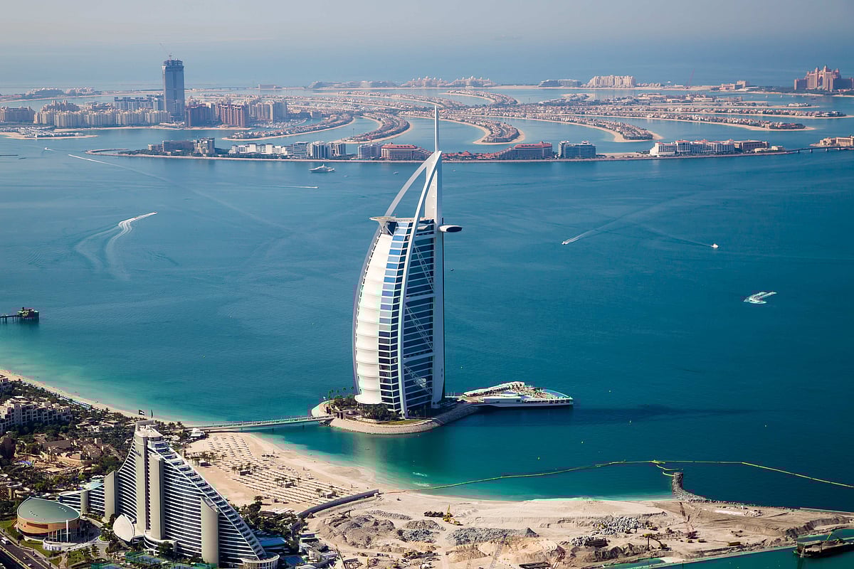 Burj Al Arab with Palm Jumeirah in the distance