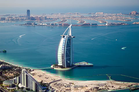 Burj Al Arab with Palm Jumeirah in the distance