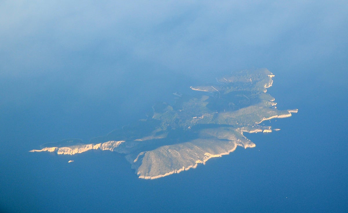 Biševo island seen from the airplane