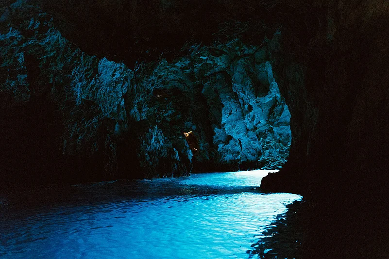 The Blue Cave is carved into limestone