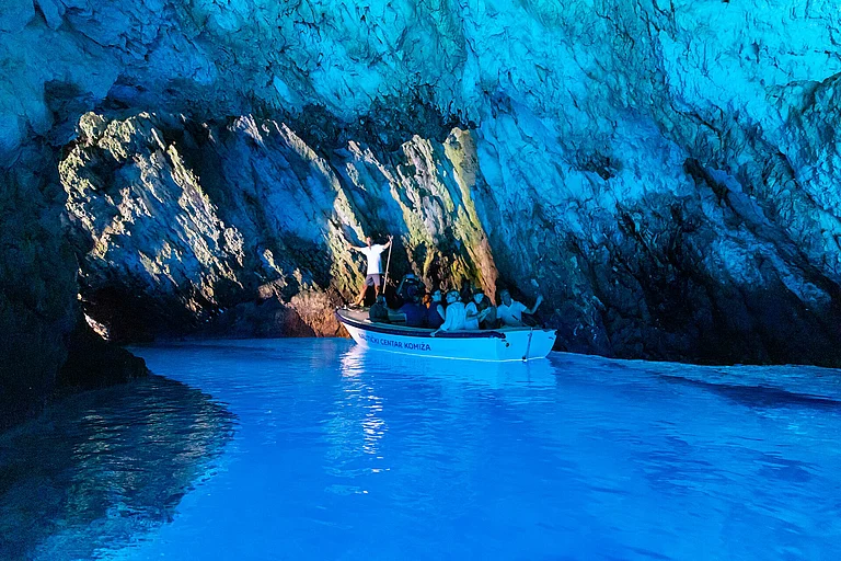 The deep saturated hues of the Blue Cave - dronepicr/Wiki Commons